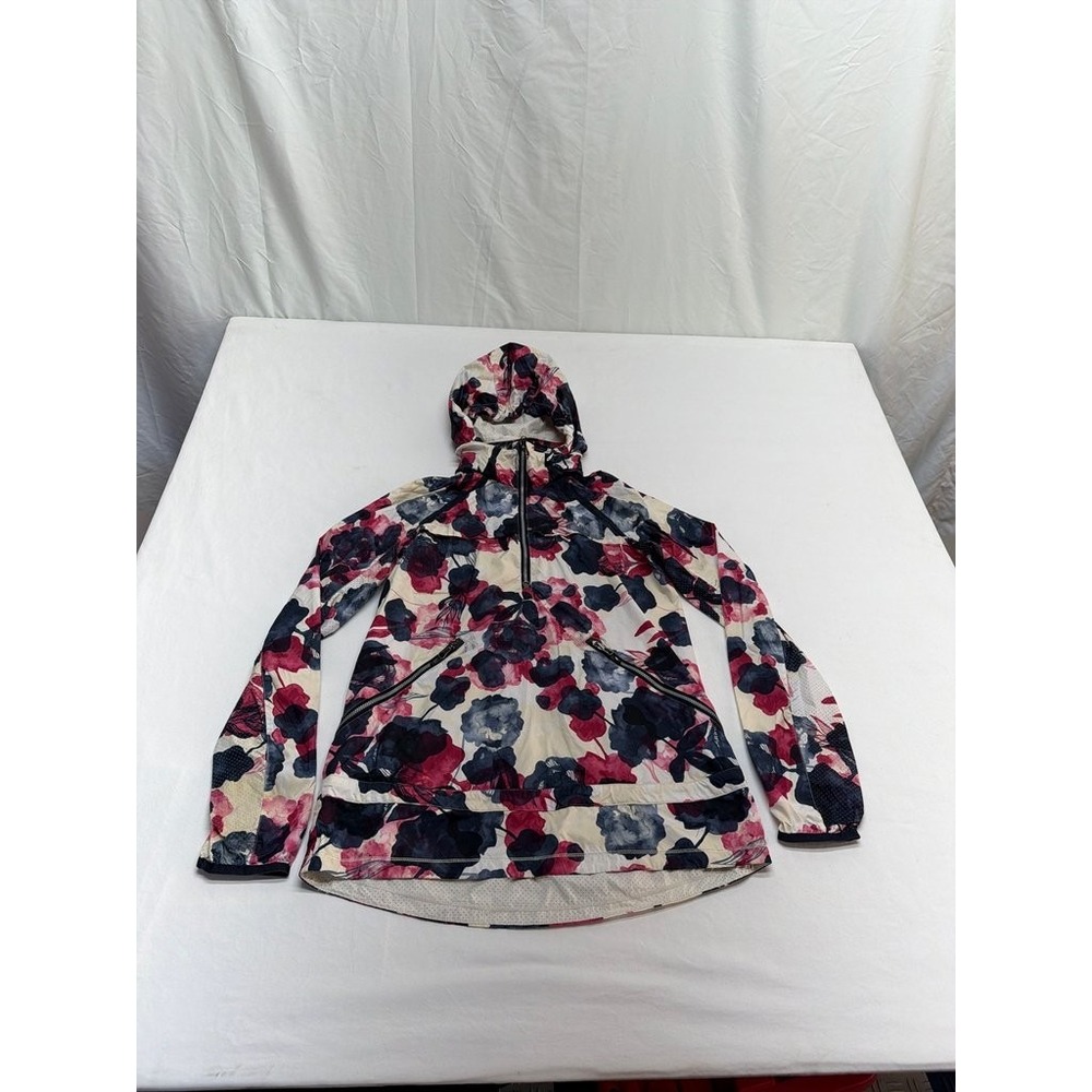 Lululemon Floral Hooded Jacket Womens Small Medium Multicolor Activewear Zip